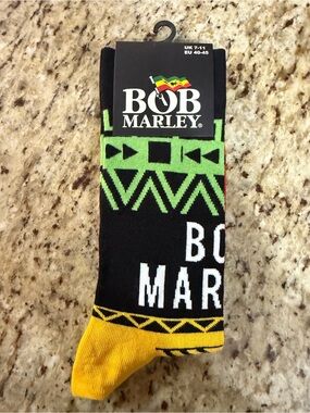 Bob Marley Bravado Black, Green & Yellow Patterned Crew Socks